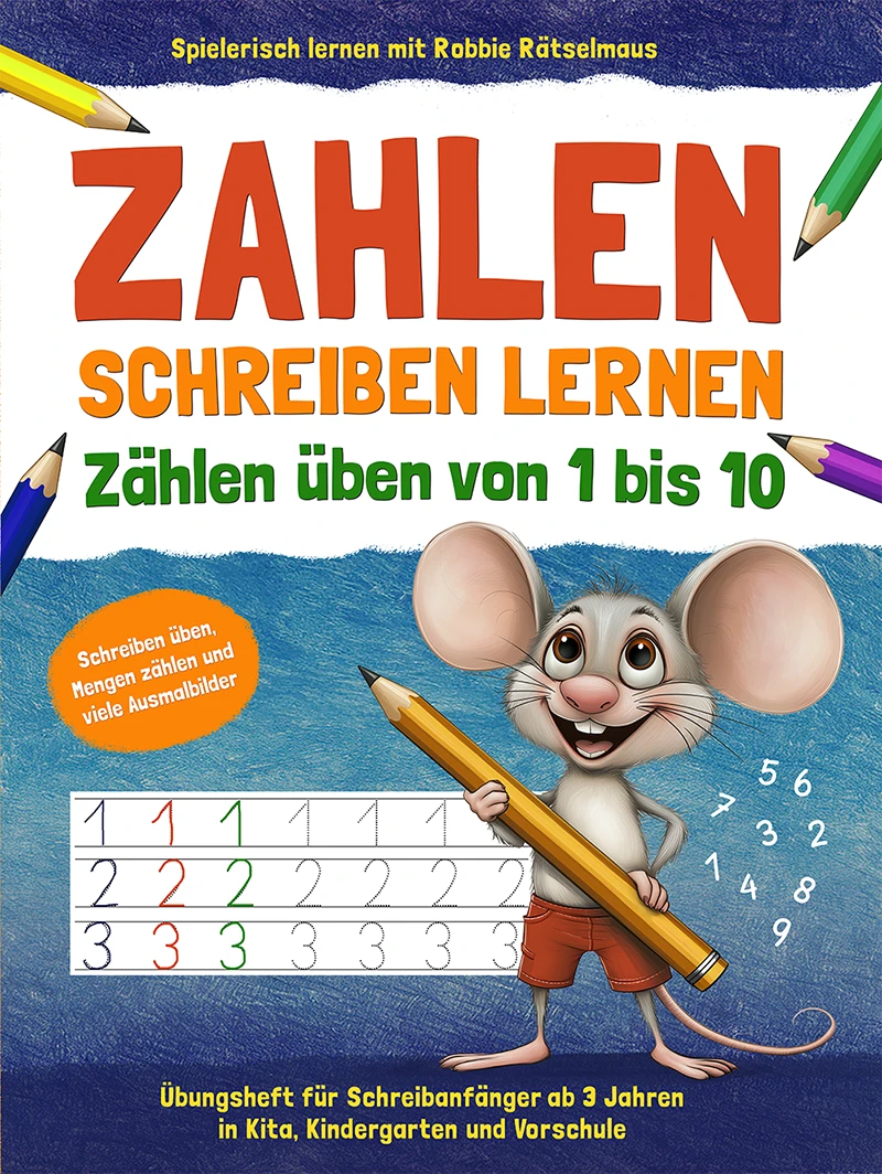 Zahlen schreiben lernen, zählen üben von 1 bis 10