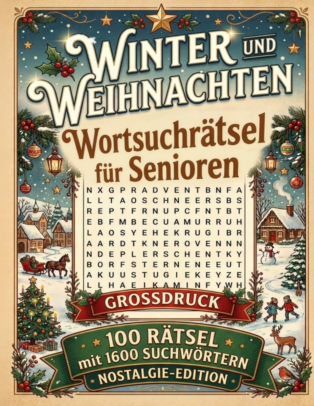 Winter und Weihnachten Wortsuchrätsel für Senioren | Großdruck | Nostalgie-Edition